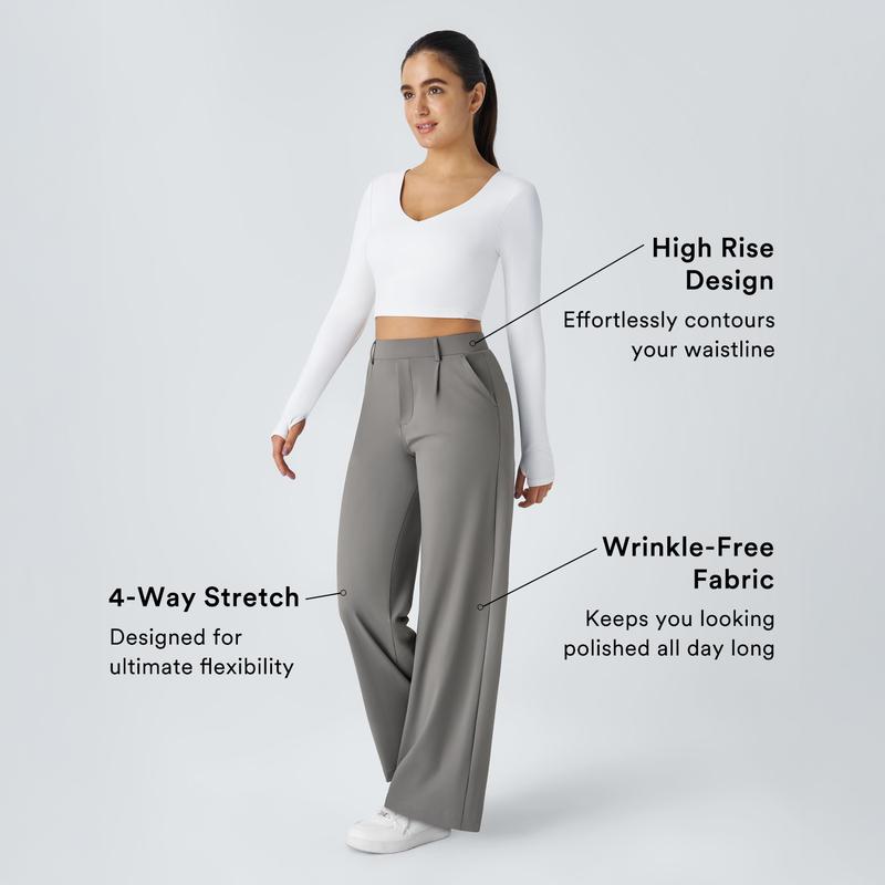 Halara Flex™ High Waisted Plicated Side Pocket Straight Leg Waffle Work Pants
