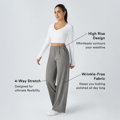 Halara Flex™ High Waisted Plicated Side Pocket Straight Leg Waffle Work Pants