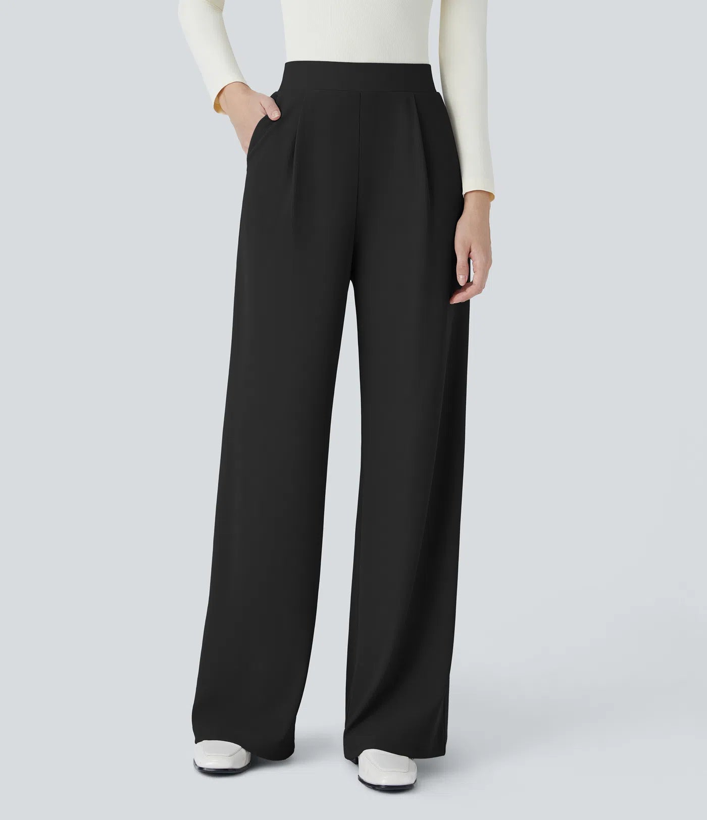 Halara Flex™ High Waisted Body Sculpt Waist-Slimming Pocket Wide Leg Micro Waffle Work Pants