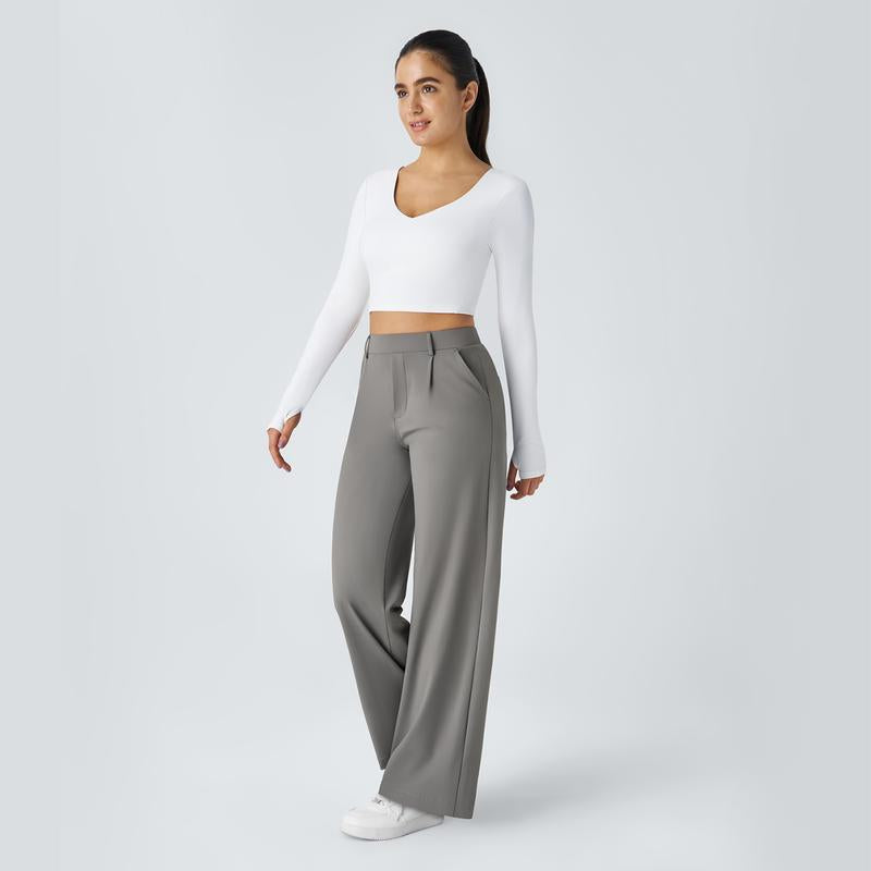 Halara Flex™ High Waisted Plicated Side Pocket Straight Leg Waffle Work Pants