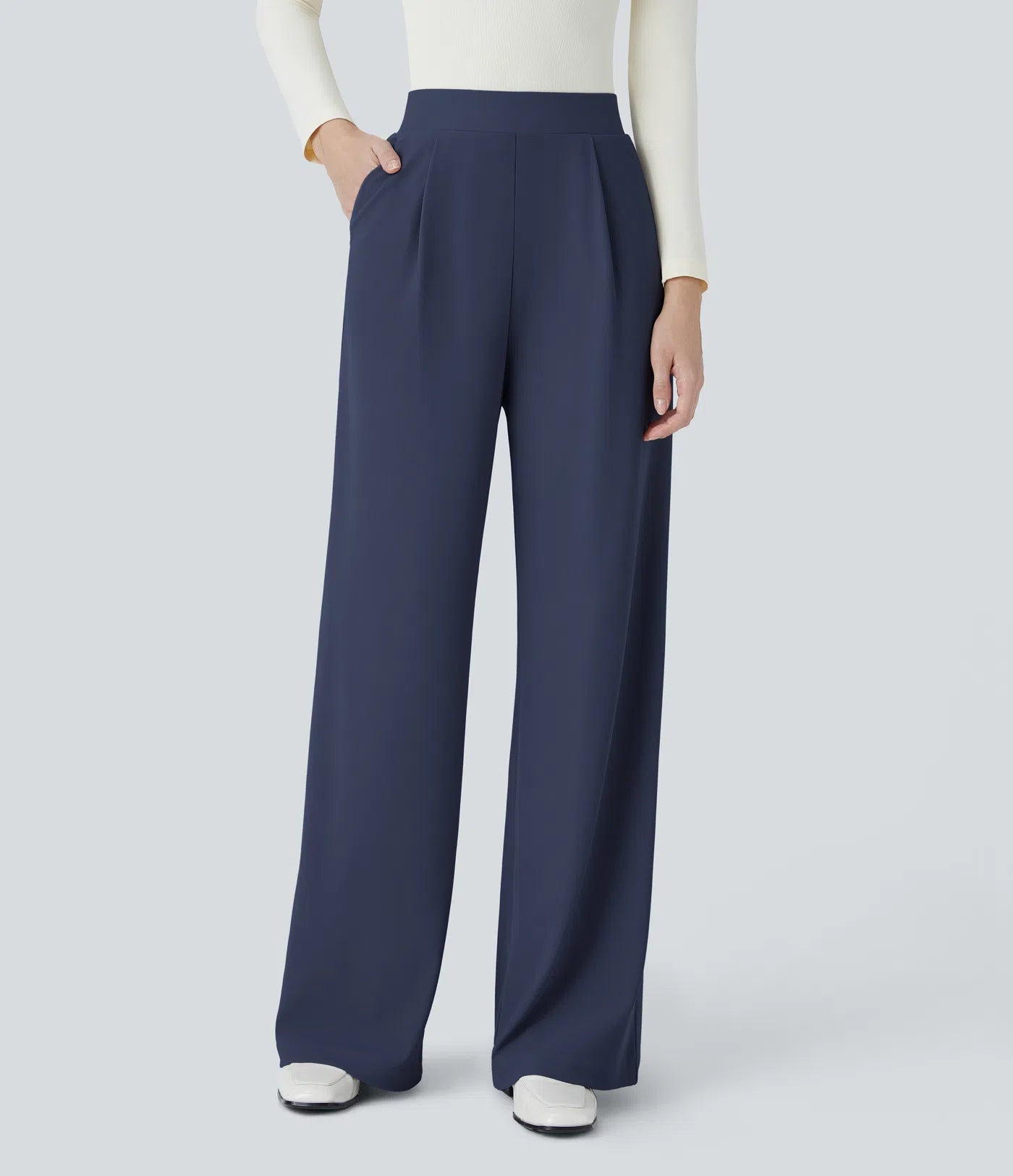 Halara Flex™ High Waisted Body Sculpt Waist-Slimming Pocket Wide Leg Micro Waffle Work Pants