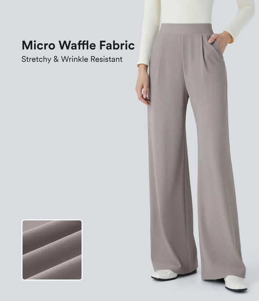 Halara Flex™ High Waisted Body Sculpt Waist-Slimming Pocket Wide Leg Micro Waffle Work Pants