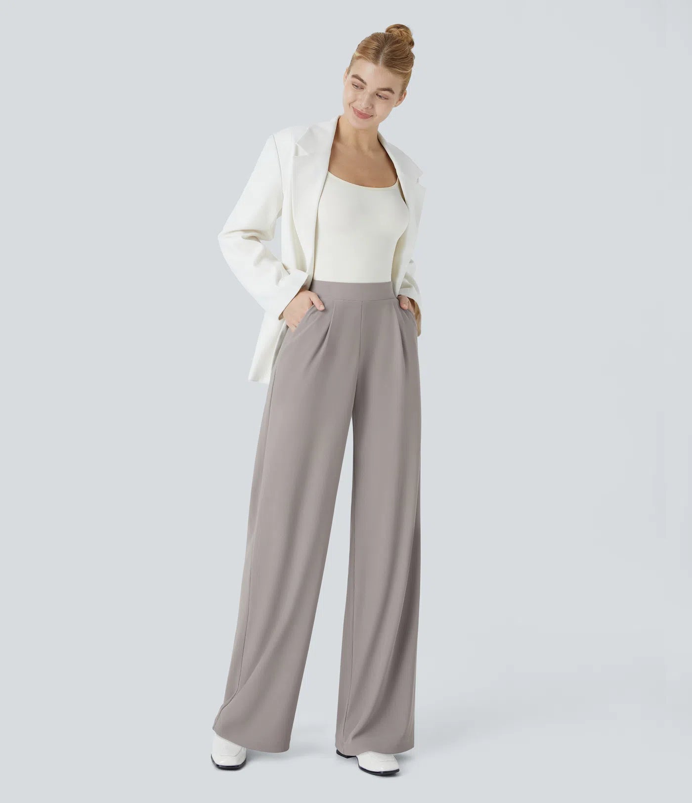 Halara Flex™ High Waisted Body Sculpt Waist-Slimming Pocket Wide Leg Micro Waffle Work Pants